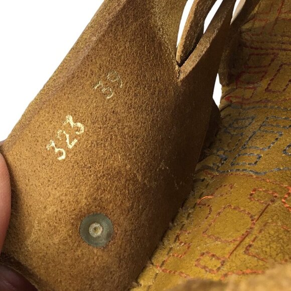 The Art Company Platform Sandals Golden Yellow Leather Wooden Heels Size 39 / 8 - Picture 9 of 12